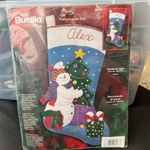 Bucilla Trimming the Tree felt stocking kit
